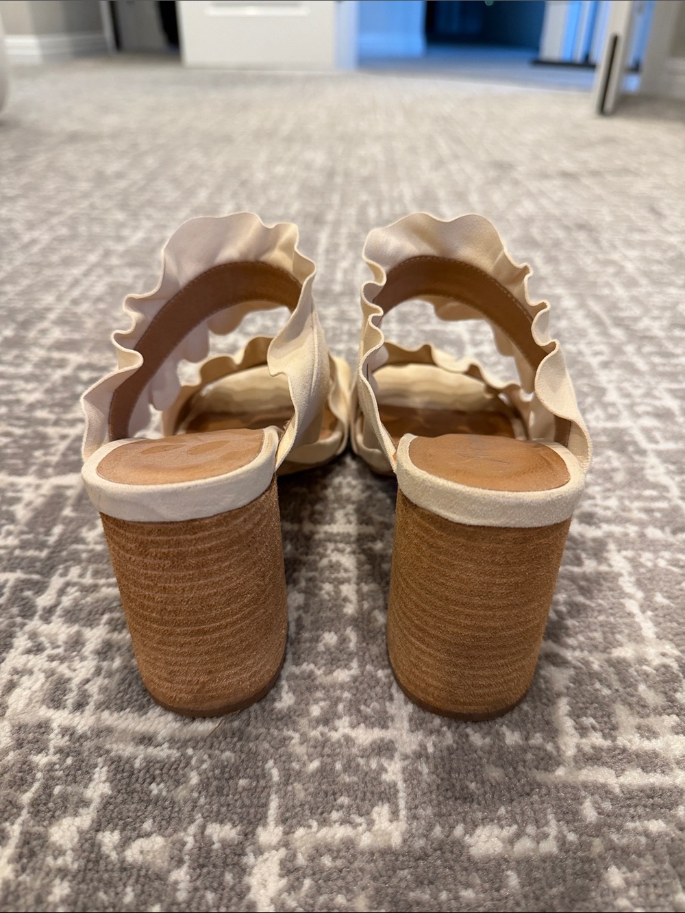 Free People Ivory Suede Ruffle Sandal - Picture 3 of 5